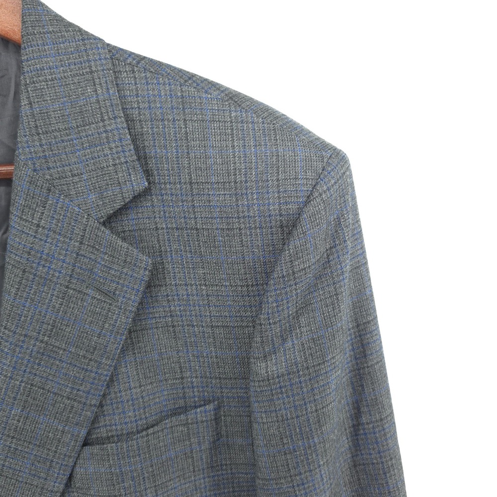 Brooks Brothers Men Sport Coat 100% Wool Grey Blue Glen Plaid 42R Madison Blazer - Picture 4 of 16